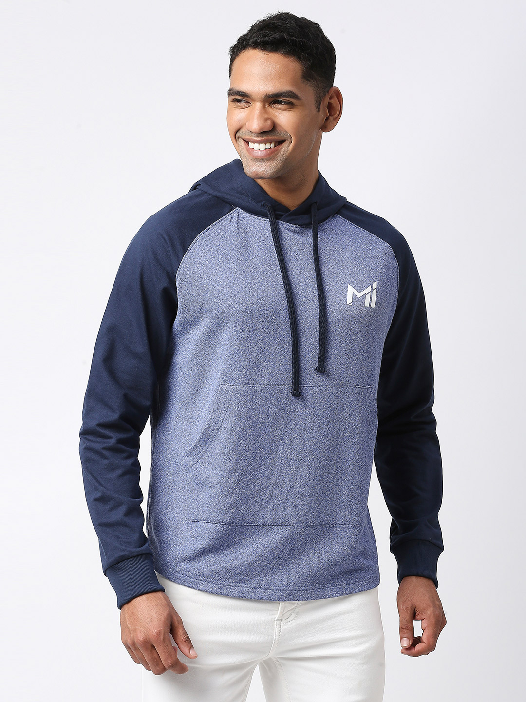 Mumbai Indians Men Blue Colourblocked Full Sleeves Hooded Pullover Sweatshirt (3)