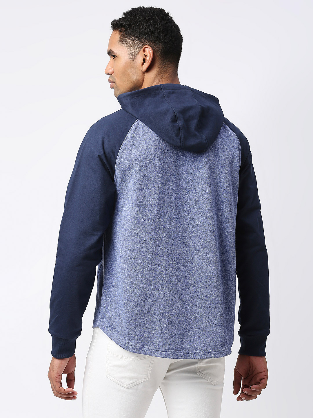 Mumbai Indians Men Blue Colourblocked Full Sleeves Hooded Pullover Sweatshirt (4)