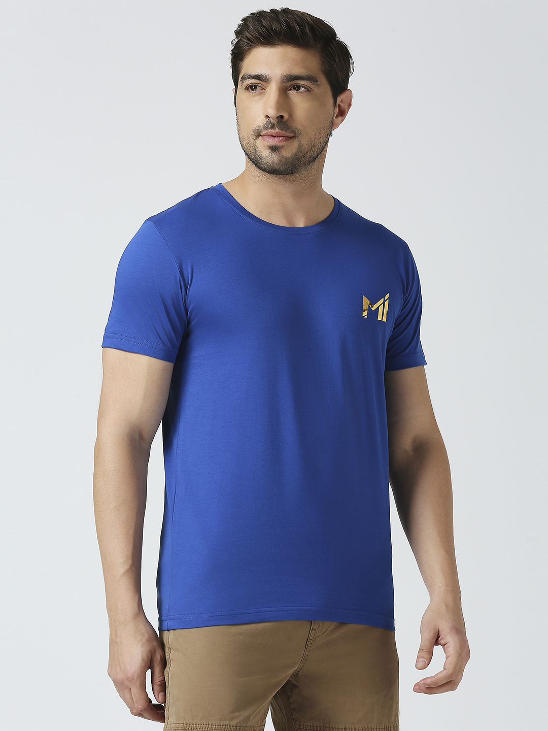 Mumbai Indians Men Blue Graphic Printed Half Sleeves Round Neck Cotton T-Shirt (4)