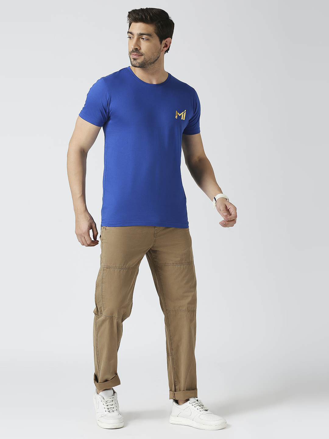 Mumbai Indians Men Blue Graphic Printed Half Sleeves Round Neck Cotton T-Shirt (5)