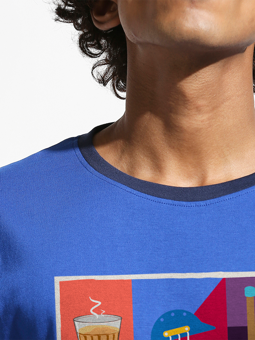Mumbai Indians Men Blue Graphic Printed Half Sleeves Round Neck Cotton T-Shirt (3)