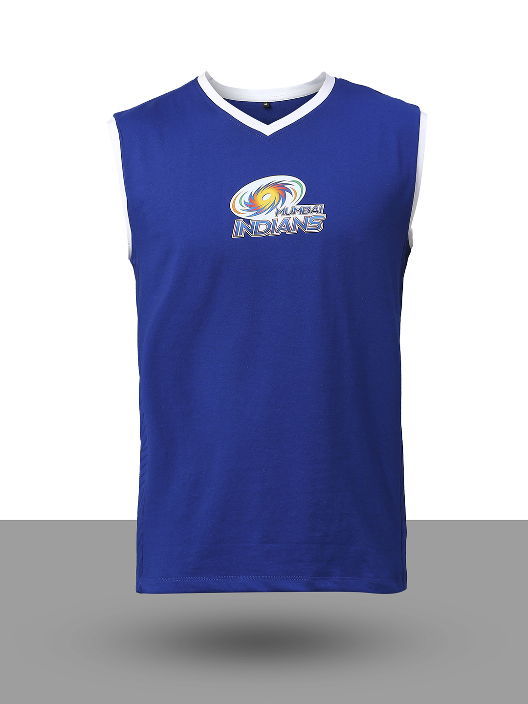 Mumbai Indians Men Blue Logo Printed Sleeveless V-Neck Cotton Sports Vest (7)