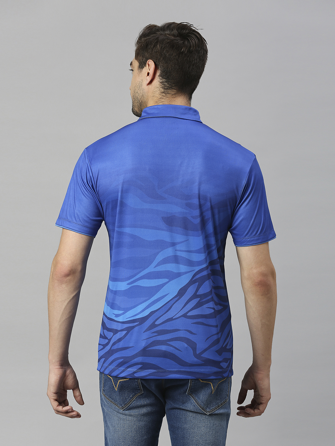 Mumbai Indians Men Blue Printed Half Sleeves Polo Collar Polyester T-Shirt (4)
