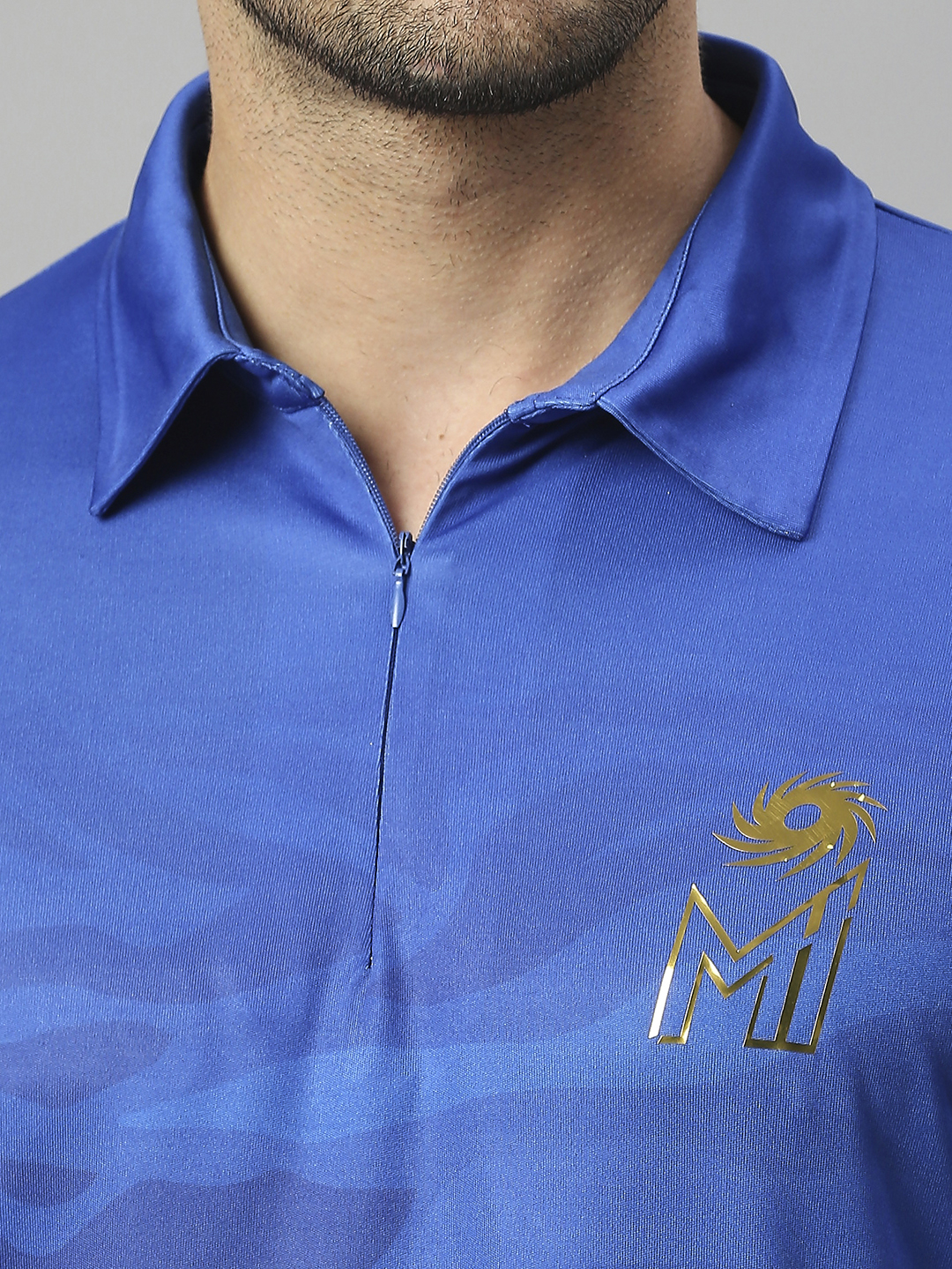 Mumbai Indians Men Blue Printed Half Sleeves Polo Collar Polyester T-Shirt (6)
