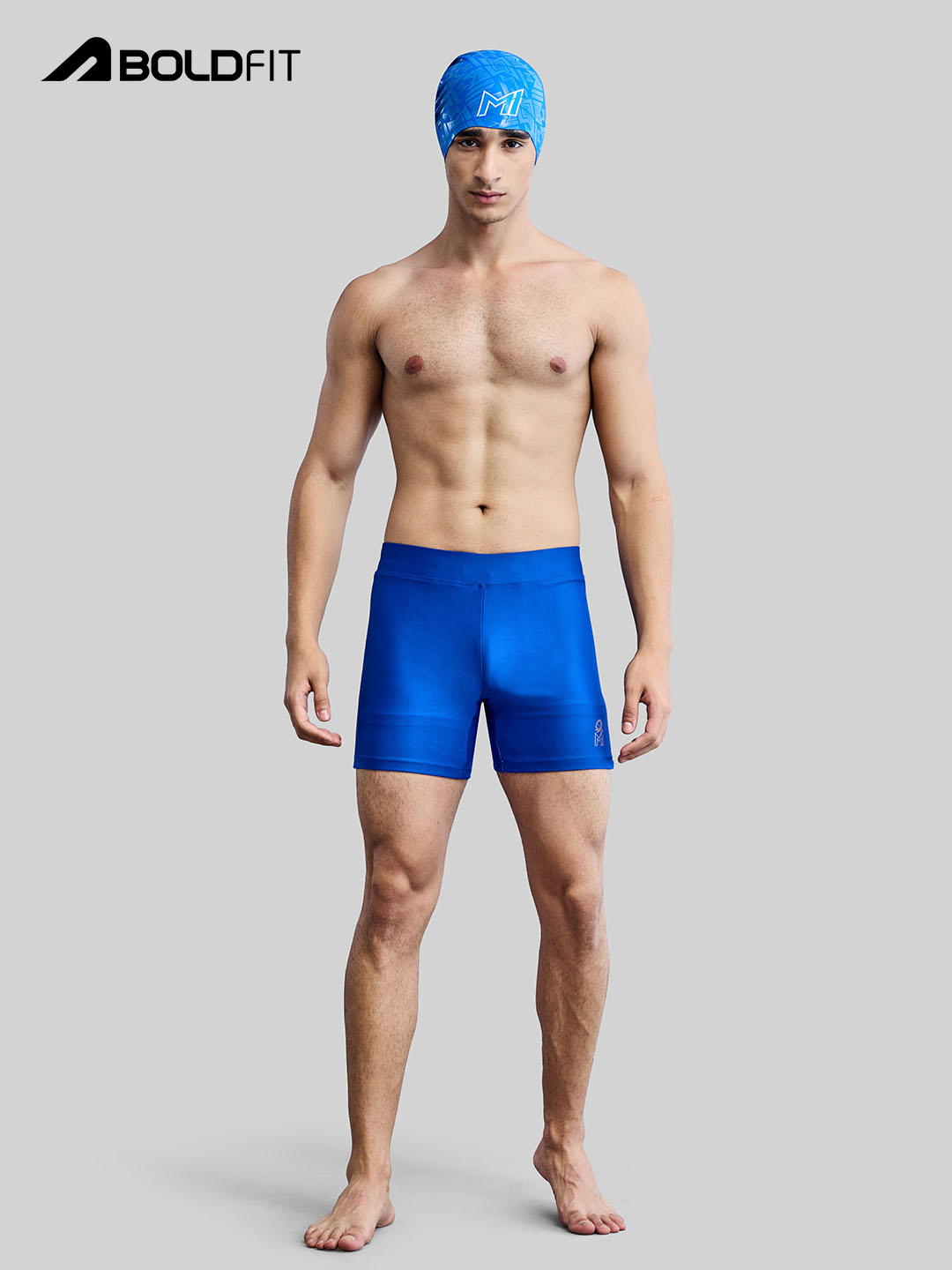 Mumbai Indians Men Blue Printed Swimming Shorts Easy Adjustable, Quick Drying Shorts, Compression Shorts by Boldfit