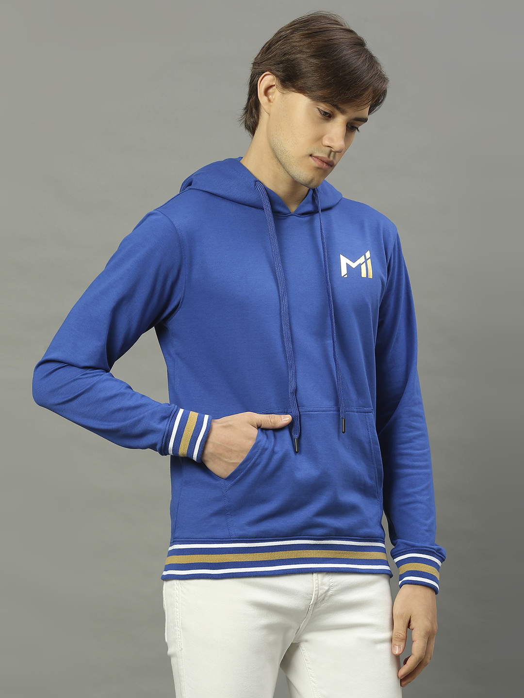 Mumbai Indians Men Blue Solid Full Sleeves Hooded Pullover Sweatshirt (4)