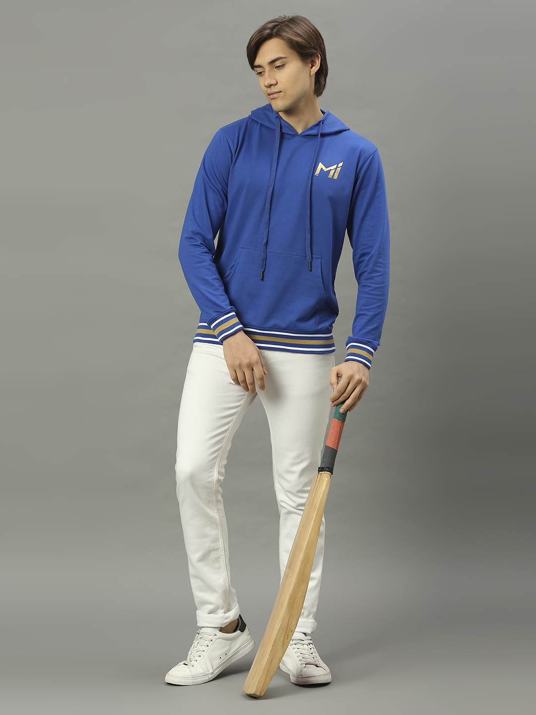 Mumbai Indians Men Blue Solid Full Sleeves Hooded Pullover Sweatshirt (5)