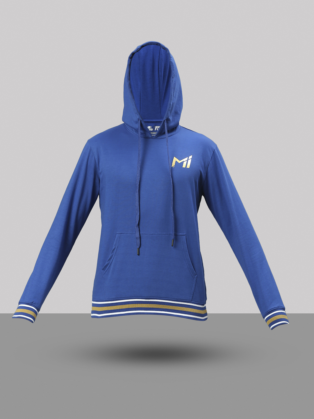 Mumbai Indians Men Blue Solid Full Sleeves Hooded Pullover Sweatshirt (2)