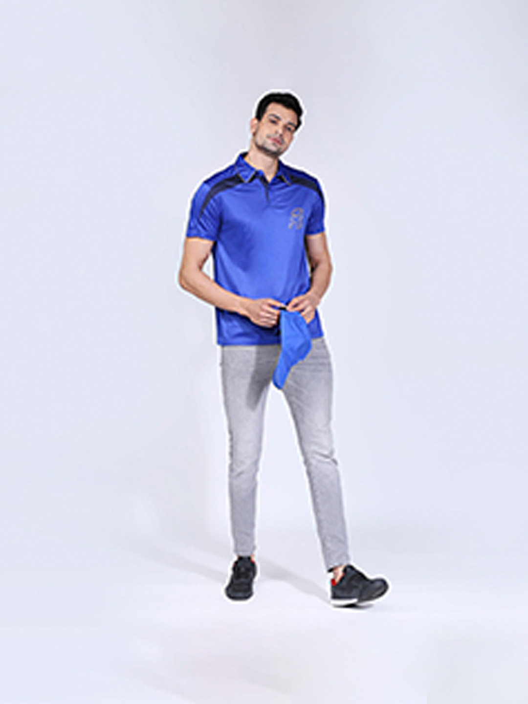 Mumbai Indians Men Blue Solid Half Sleeves Polo Collar Polyester T-Shirt (5)