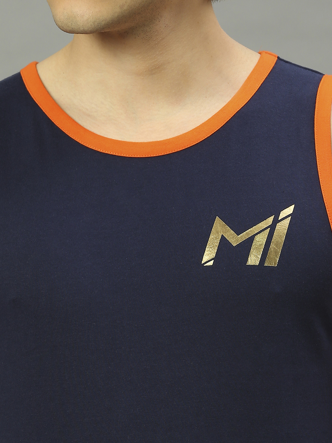 Mumbai Indians Men Blue Solid Round Neck Sleeveless Cotton Sports Vest (5)