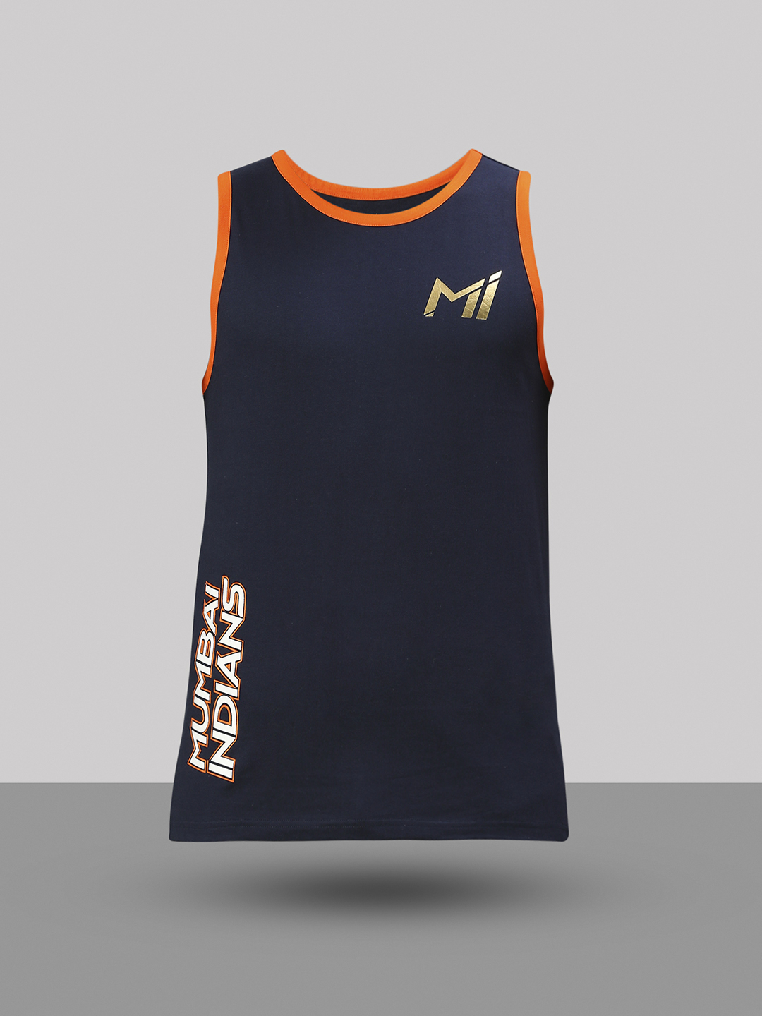 Mumbai Indians Men Blue Solid Round Neck Sleeveless Cotton Sports Vest (6)