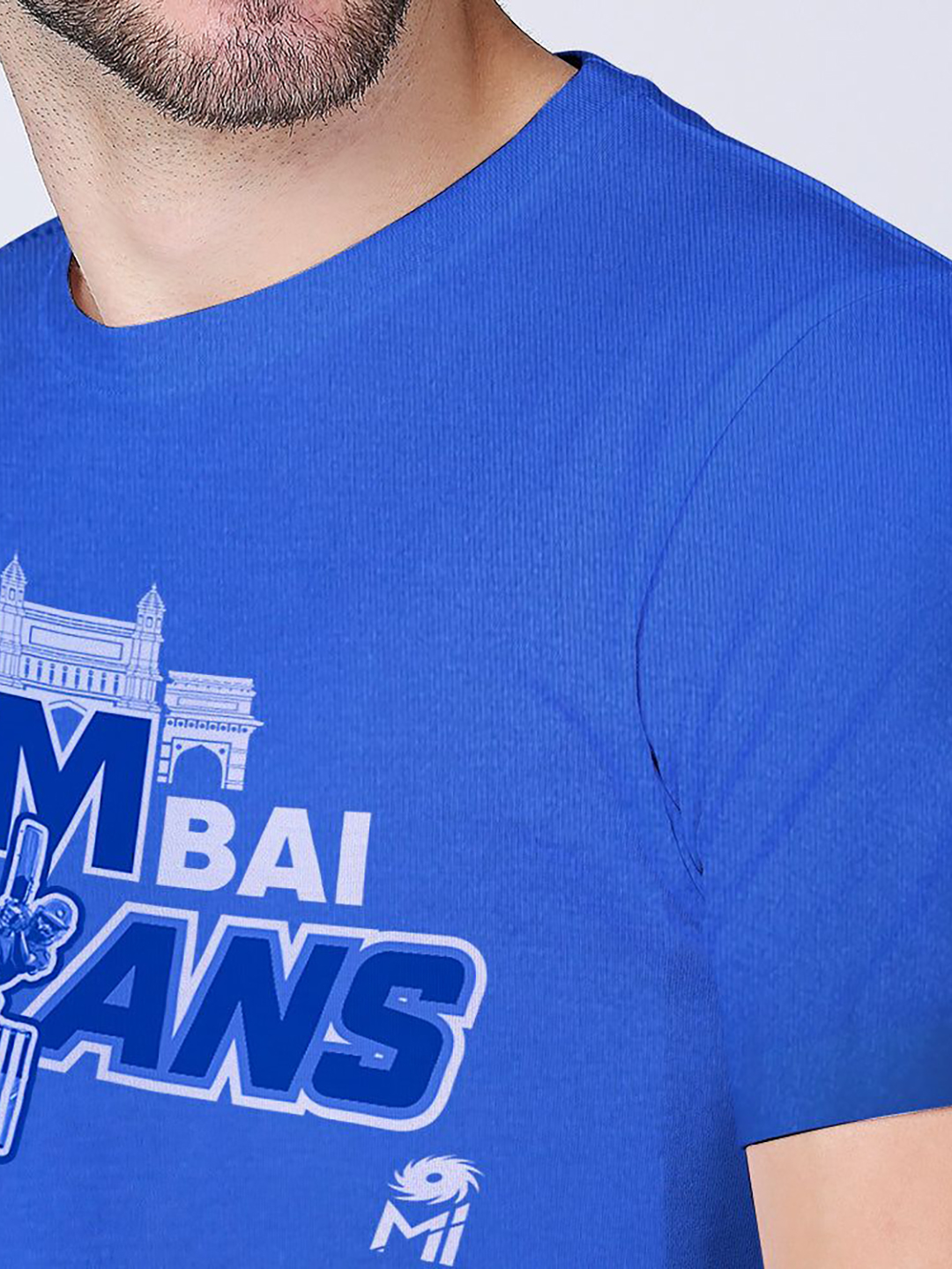 Mumbai Indians Men Blue Typography Printed Half Sleeves Round Neck Cotton T-Shirt (5)