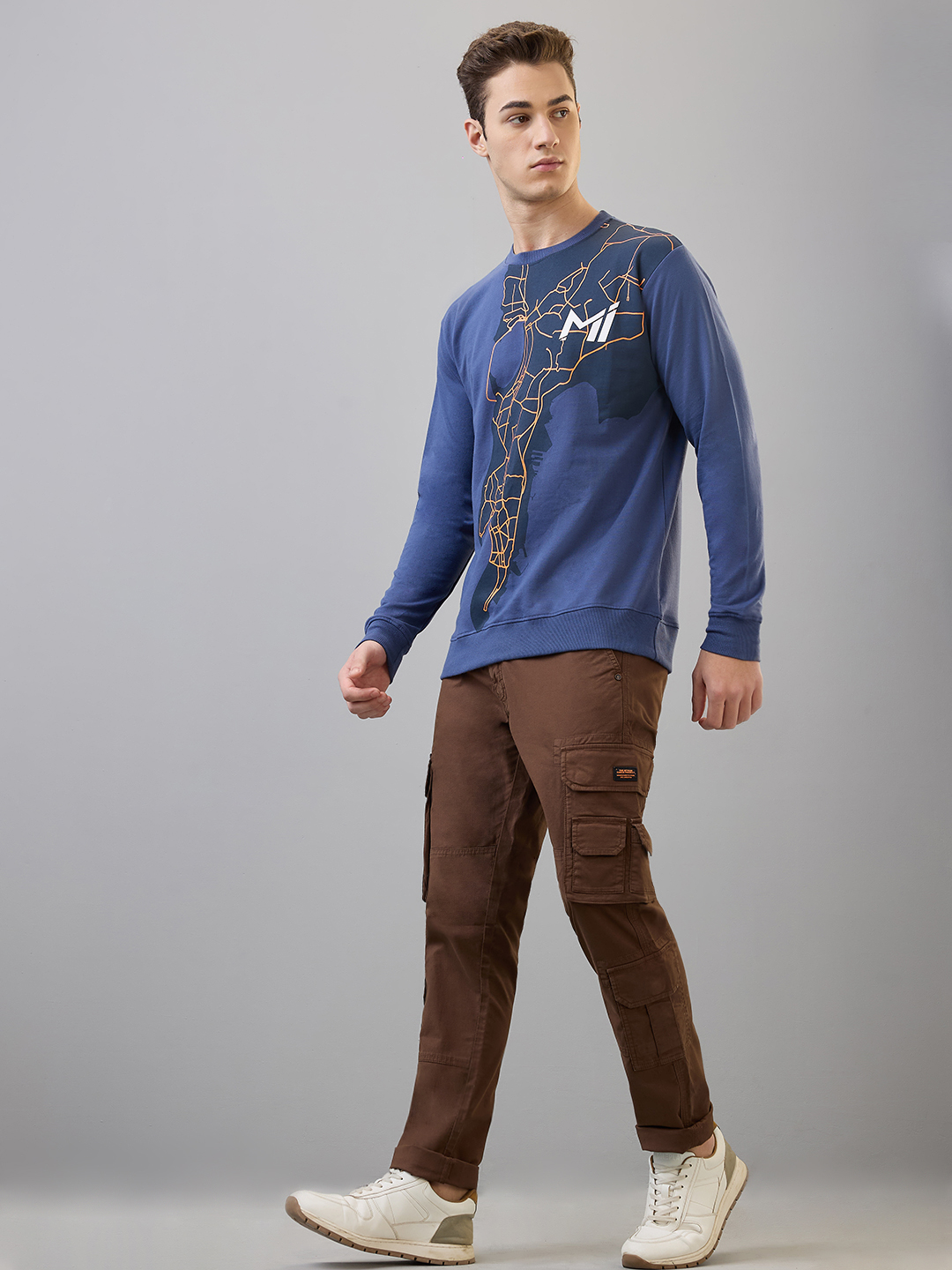 Mumbai Indians Men Mumbai Map Printed Round Neck Navy Blue Cotton Sweatshirt (4)