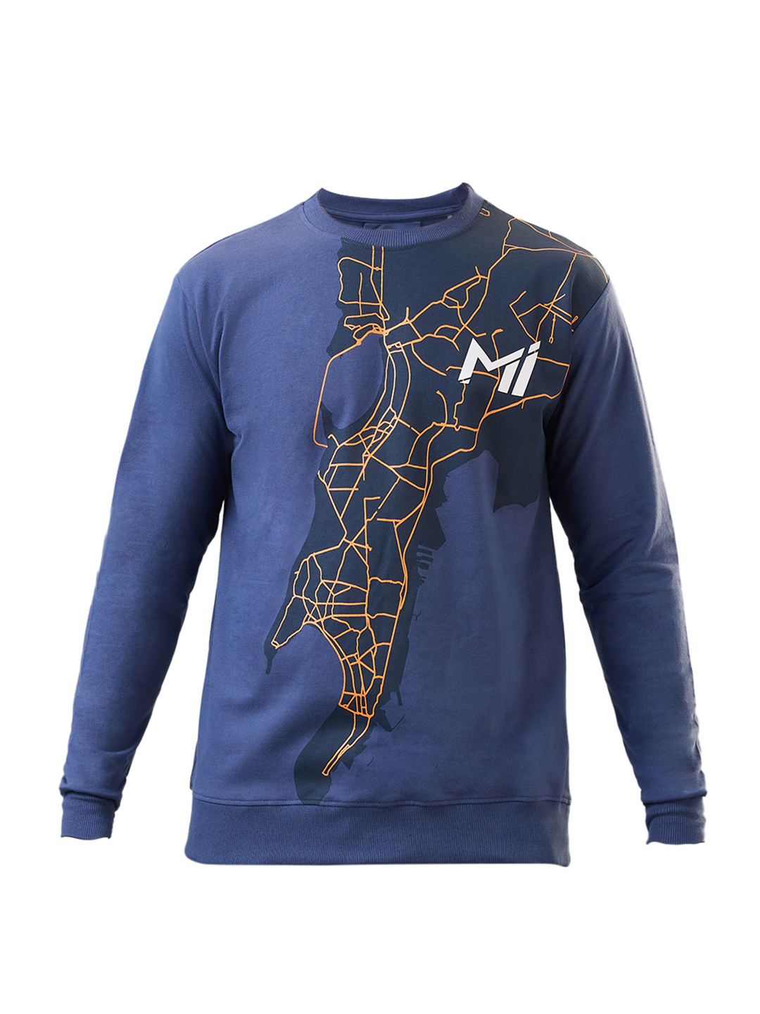 Mumbai Indians Men Mumbai Map Printed Round Neck Navy Blue Cotton Sweatshirt (8)
