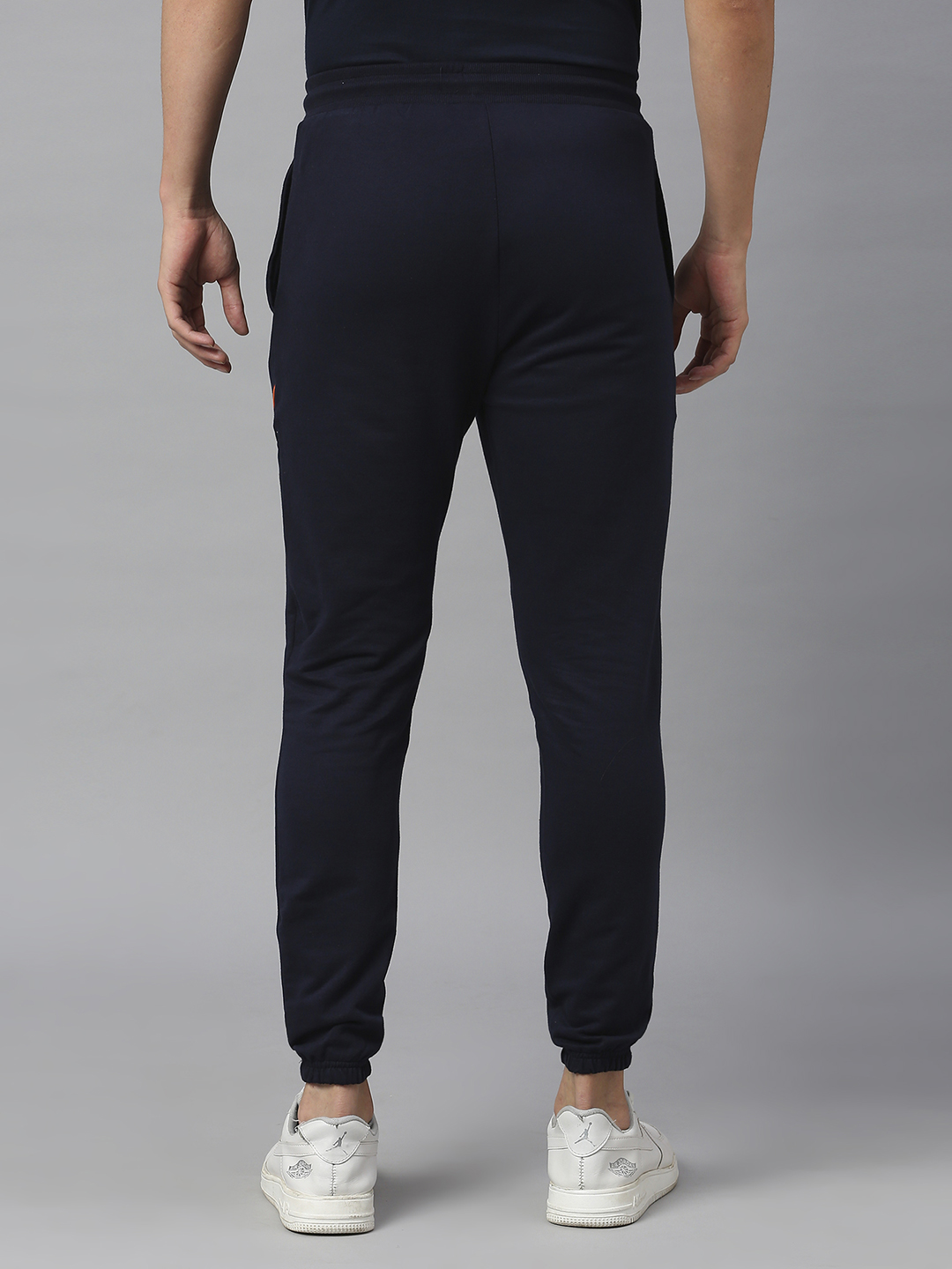 Mumbai Indians Men Navy and Orange Logo Printed Mid-Rise Regular Fit Cotton Training Joggers (4)
