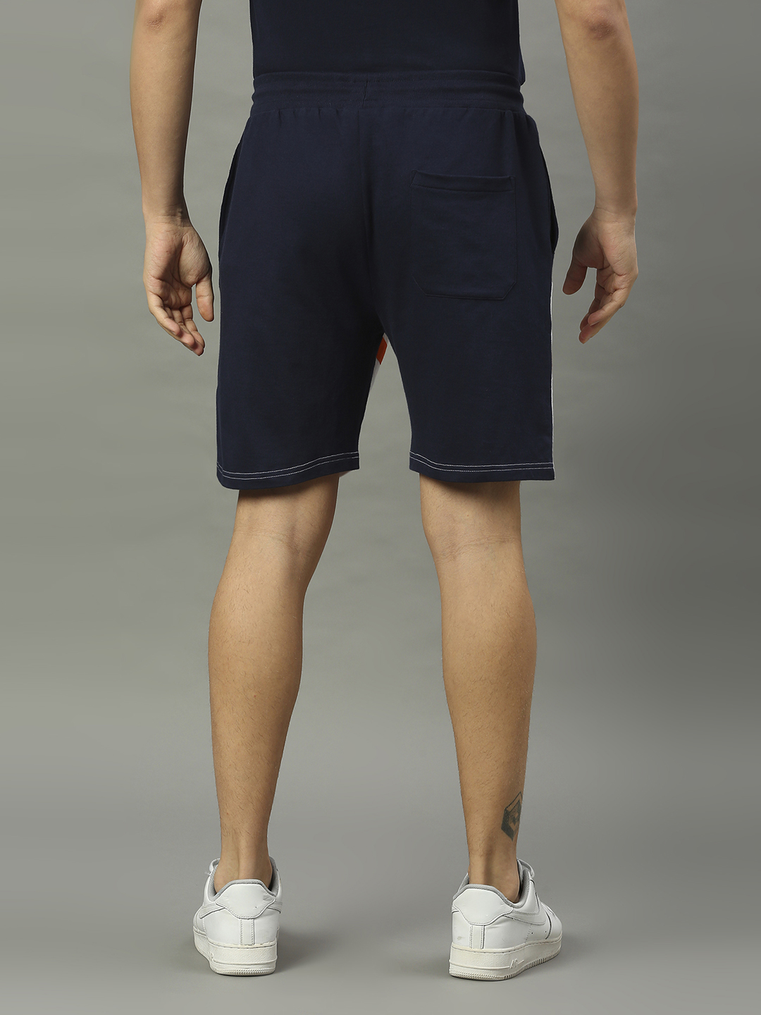 Mumbai Indians Men Navy and White Colourblocked Mid-Rise Cotton Sports Shorts (2)
