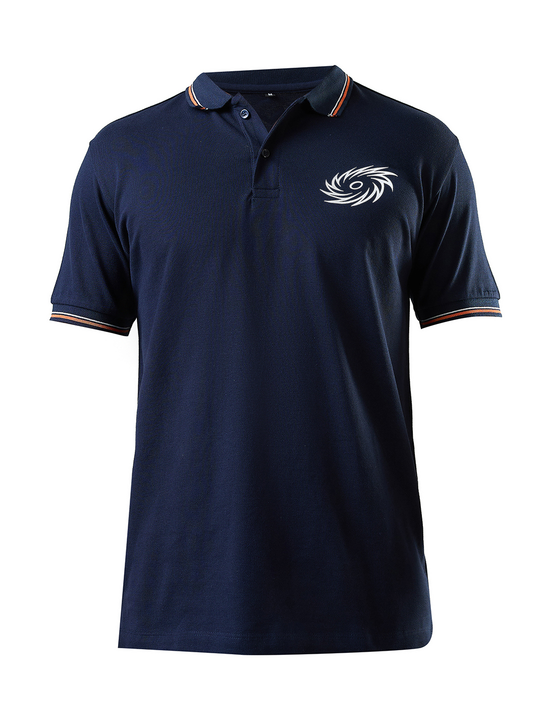 Mumbai Indians Men Navy Blue and Orange Solid Half Sleeves Polo Collar Cotton T-Shirt (7)