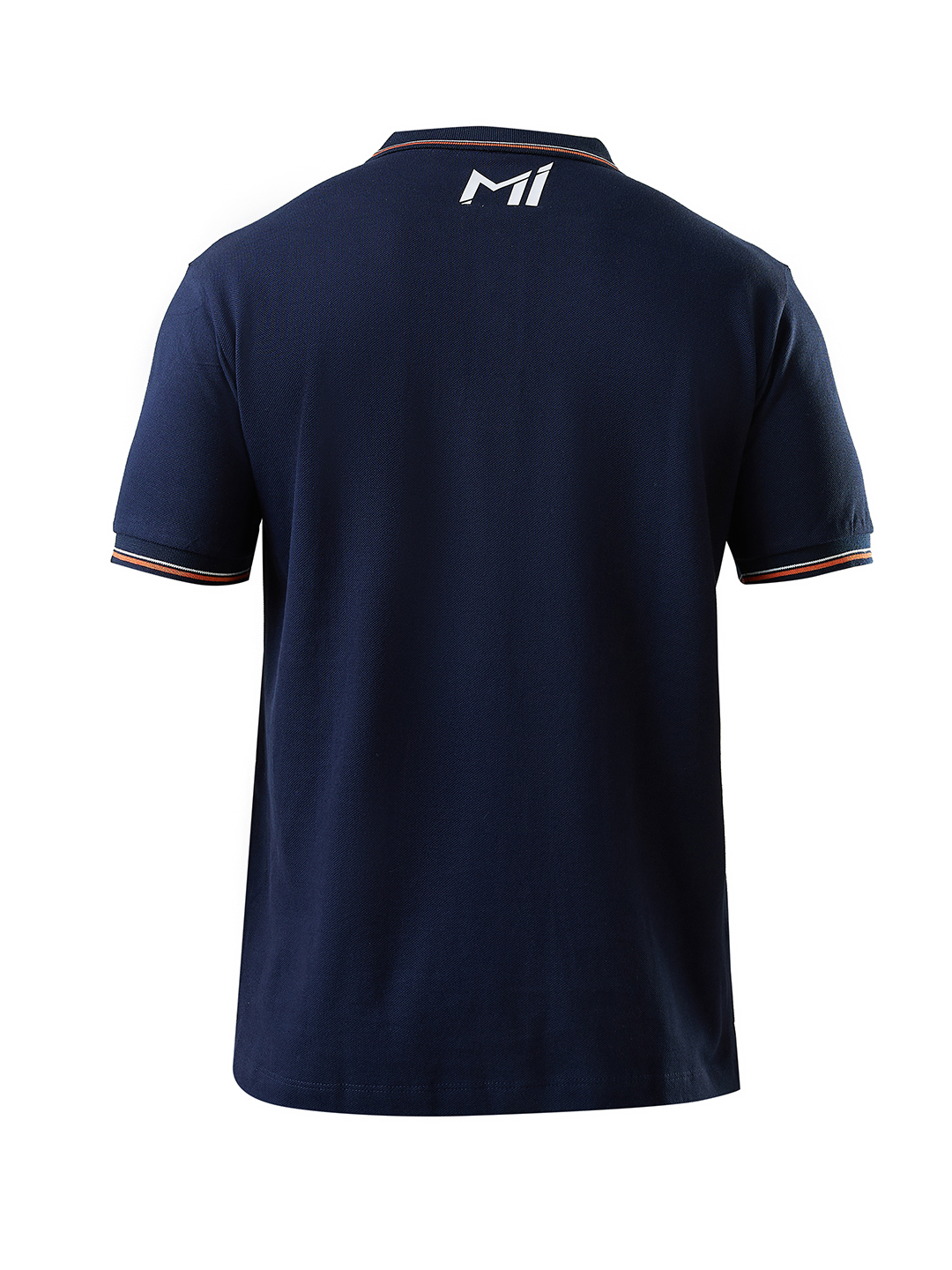 Mumbai Indians Men Navy Blue and Orange Solid Half Sleeves Polo Collar Cotton T-Shirt (8)