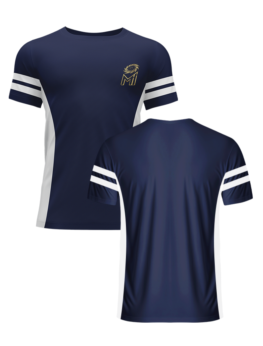Mumbai Indians Men Navy Blue and White Solid Half Sleeves Round Neck Cotton T-Shirt: Customised With Your Name By FanCod (3)