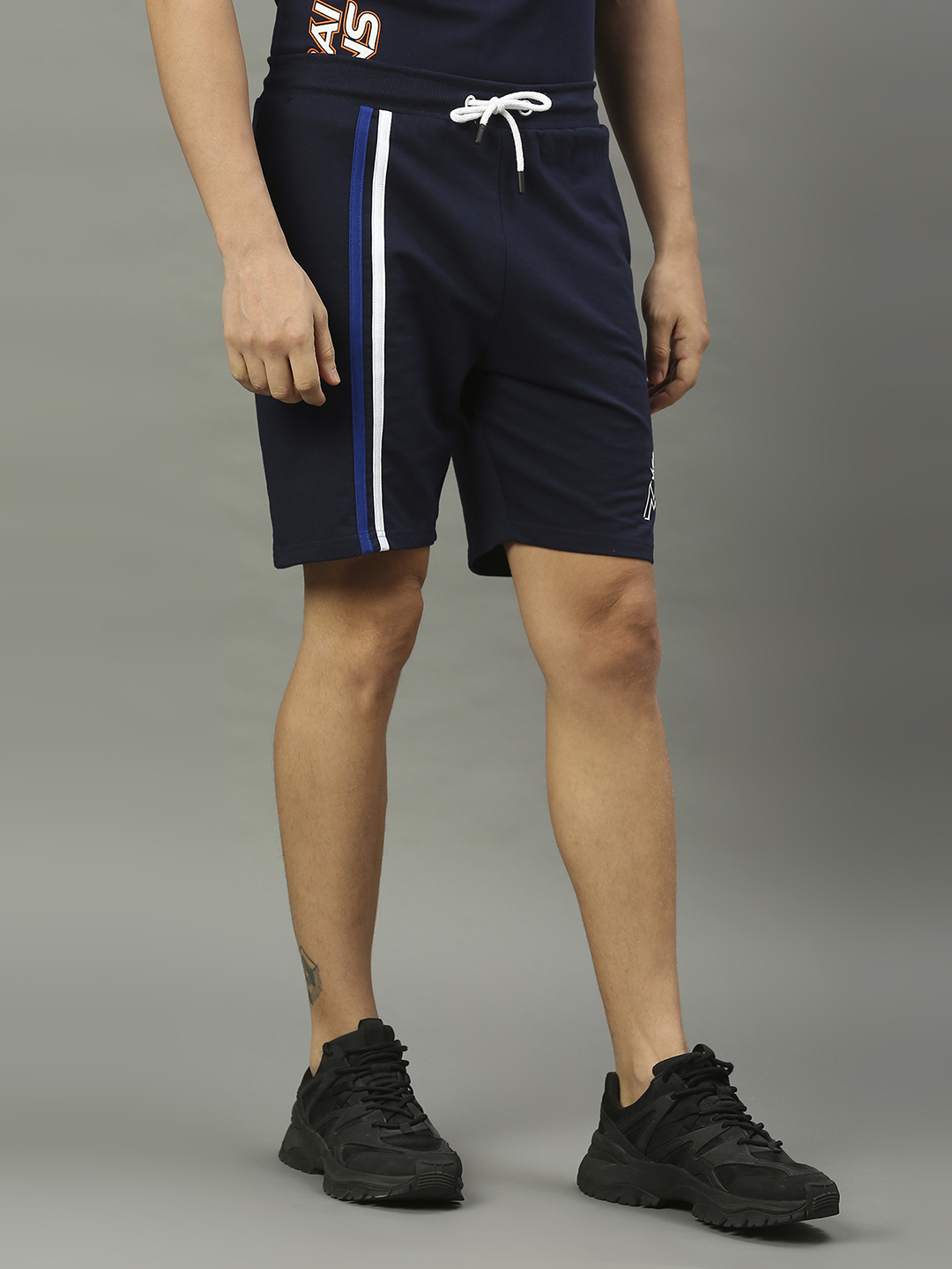Mumbai Indians Men Navy Blue Logo Printed Mid-Rise Basic Cotton Sports Shorts (4)