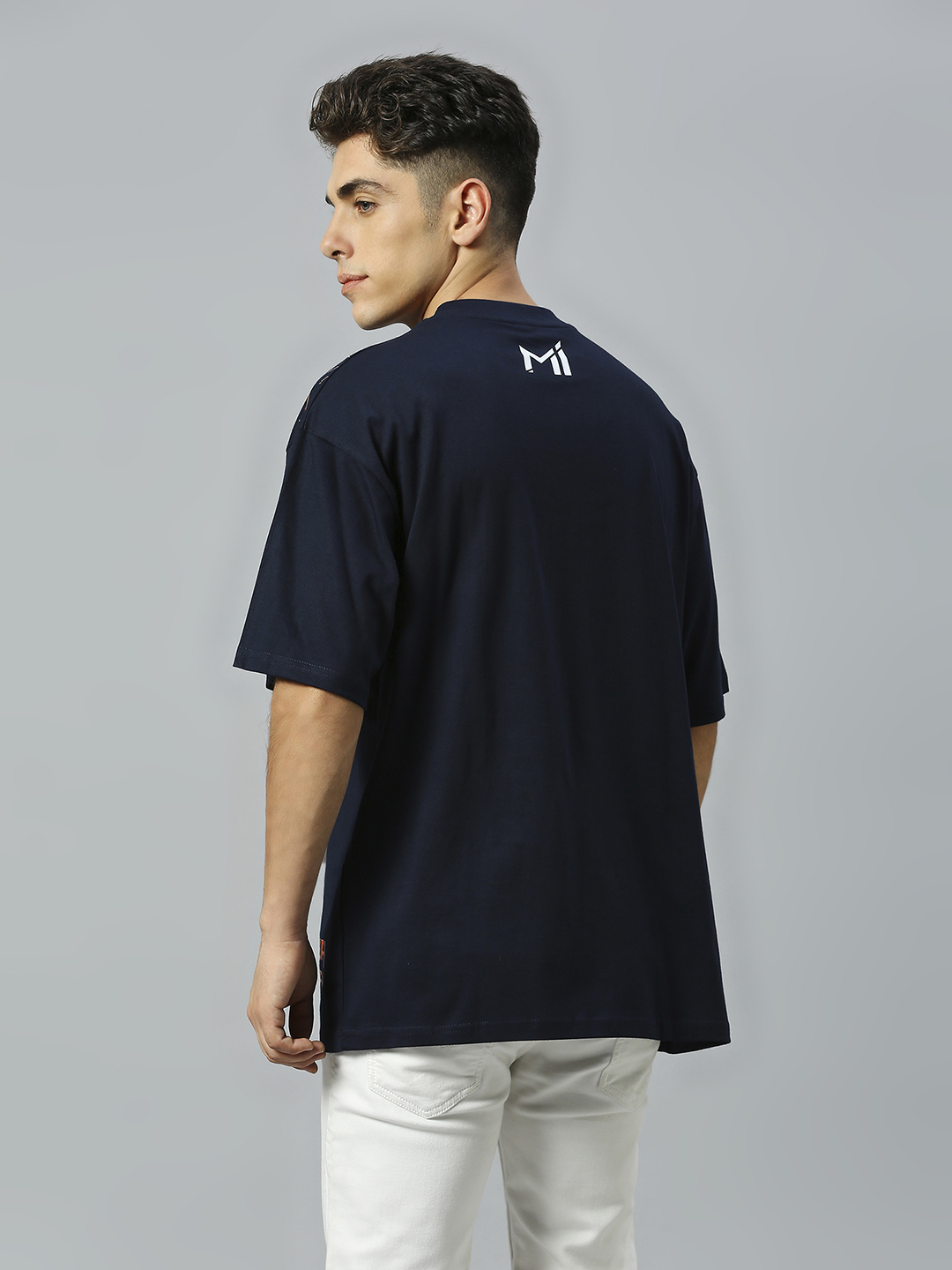 Mumbai Indians Men Navy Blue Mumbai Map Printed Half Sleeves Round Neck Oversized Cotton T-Shirt (3)