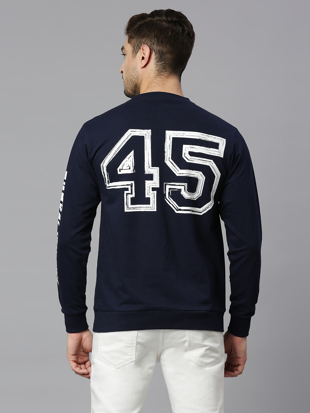 Mumbai Indians Men Navy Blue Solid Full Sleeves Round Neck Cotton Sweatshirt (2)