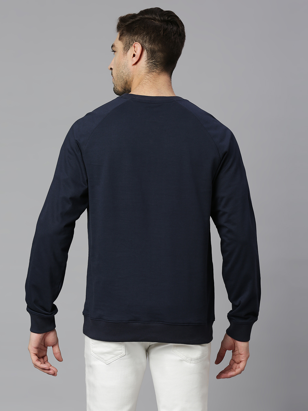 Mumbai Indians Men Navy Blue Solid Full Sleeves Round Neck Cotton Sweatshirt (2)
