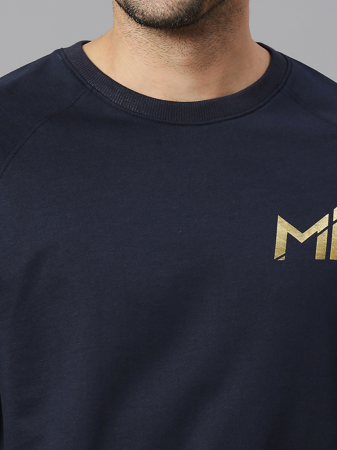 Mumbai Indians Men Navy Blue Solid Full Sleeves Round Neck Cotton Sweatshirt (5)