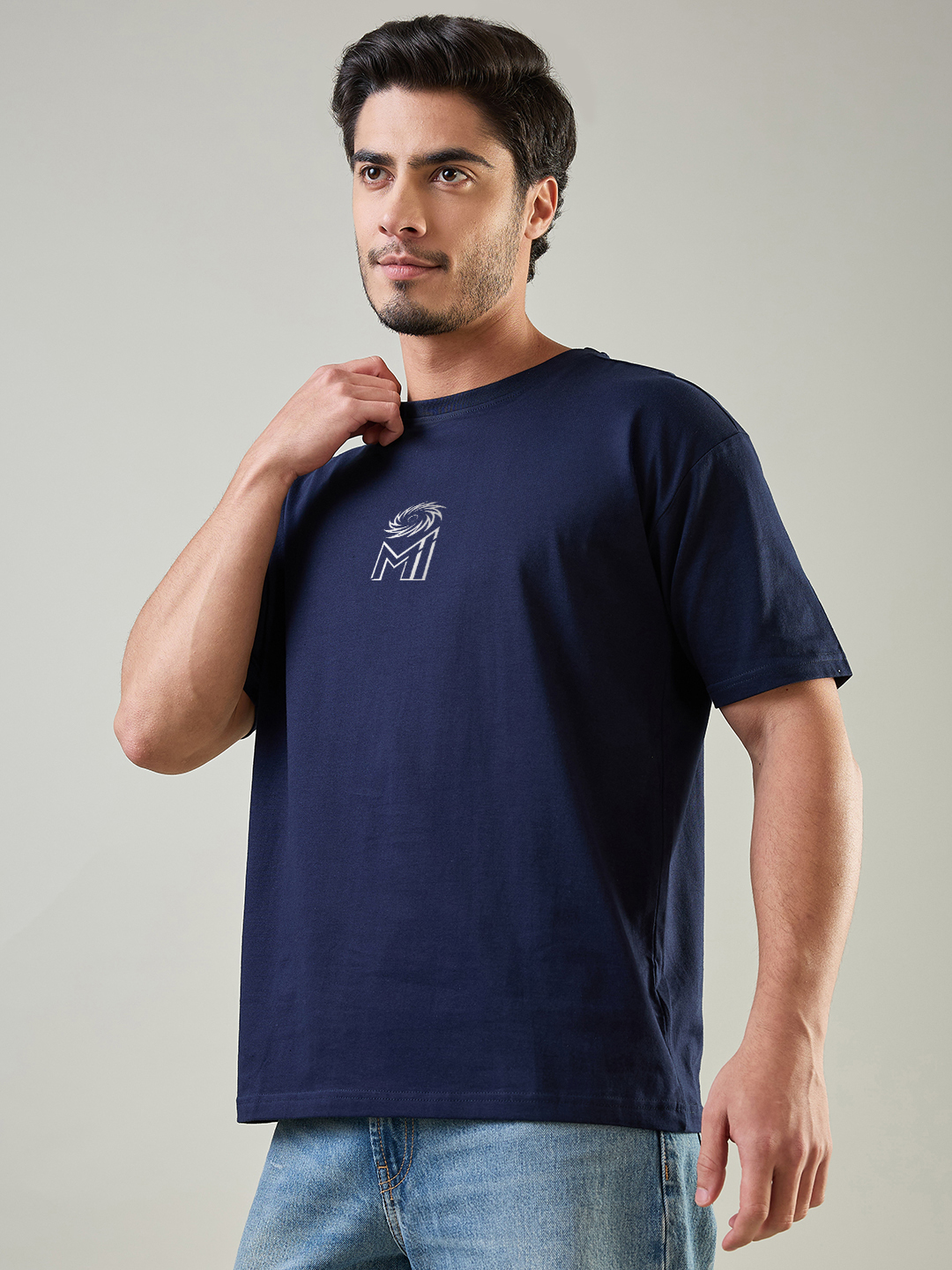 Mumbai Indians Men Navy Blue Typohgraphy Printed Half Sleeves Round Neck Cotton T-Shirt (4)