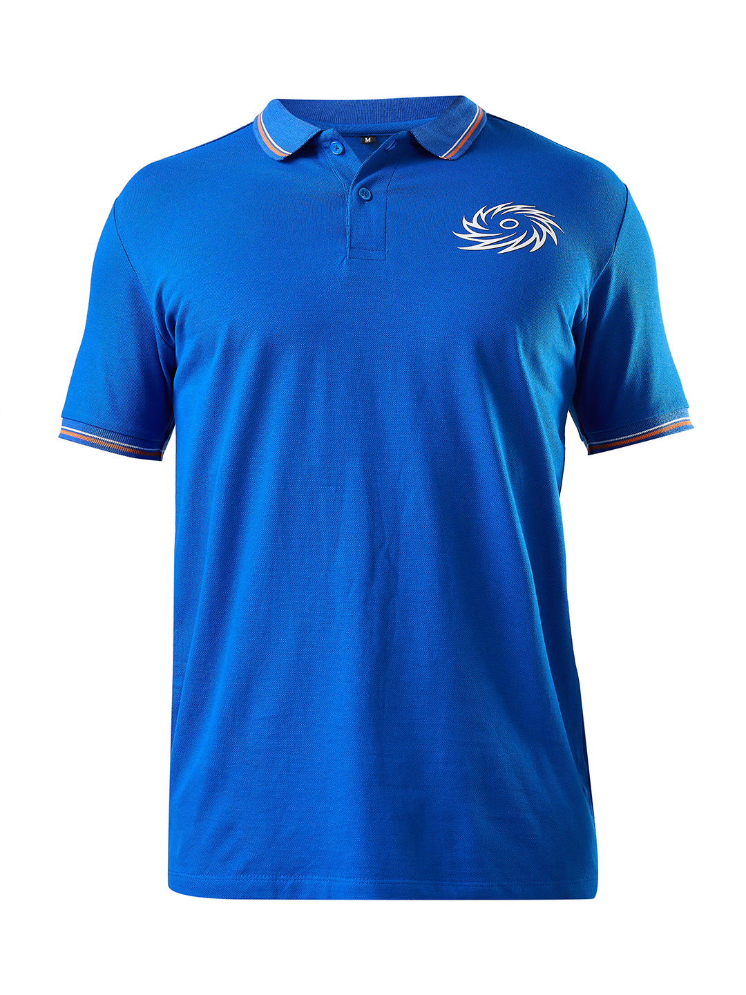 Mumbai Indians Men Royal Blue and Orange Solid Half Sleeves Polo Collar Cotton T-Shirt (7)