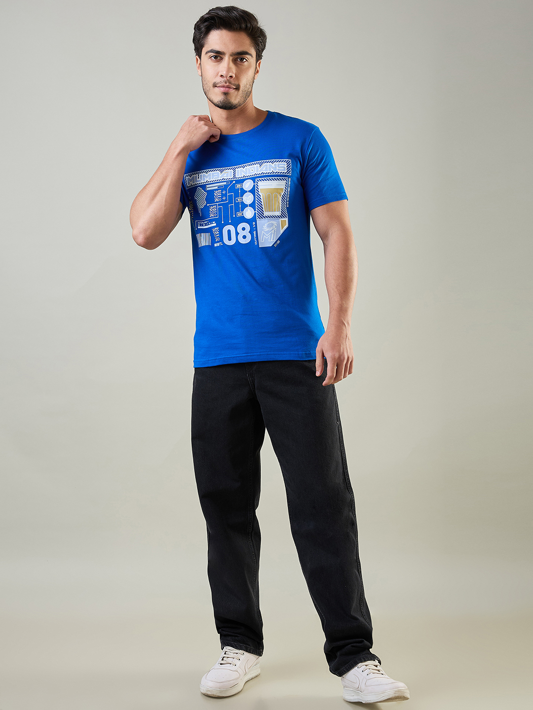 Mumbai Indians Men Royal Blue Graphic Printed Half Sleeves Round Neck Cotton T-Shirt (8)