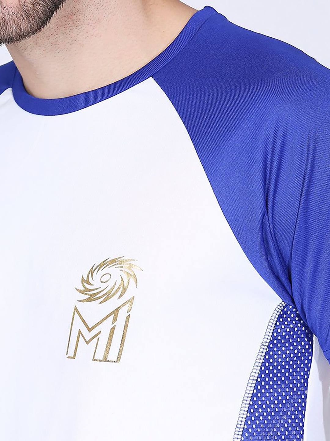 Mumbai Indians Men White and Blue Printed Half Sleeves Round Neck Polyester T-Shirt (5)