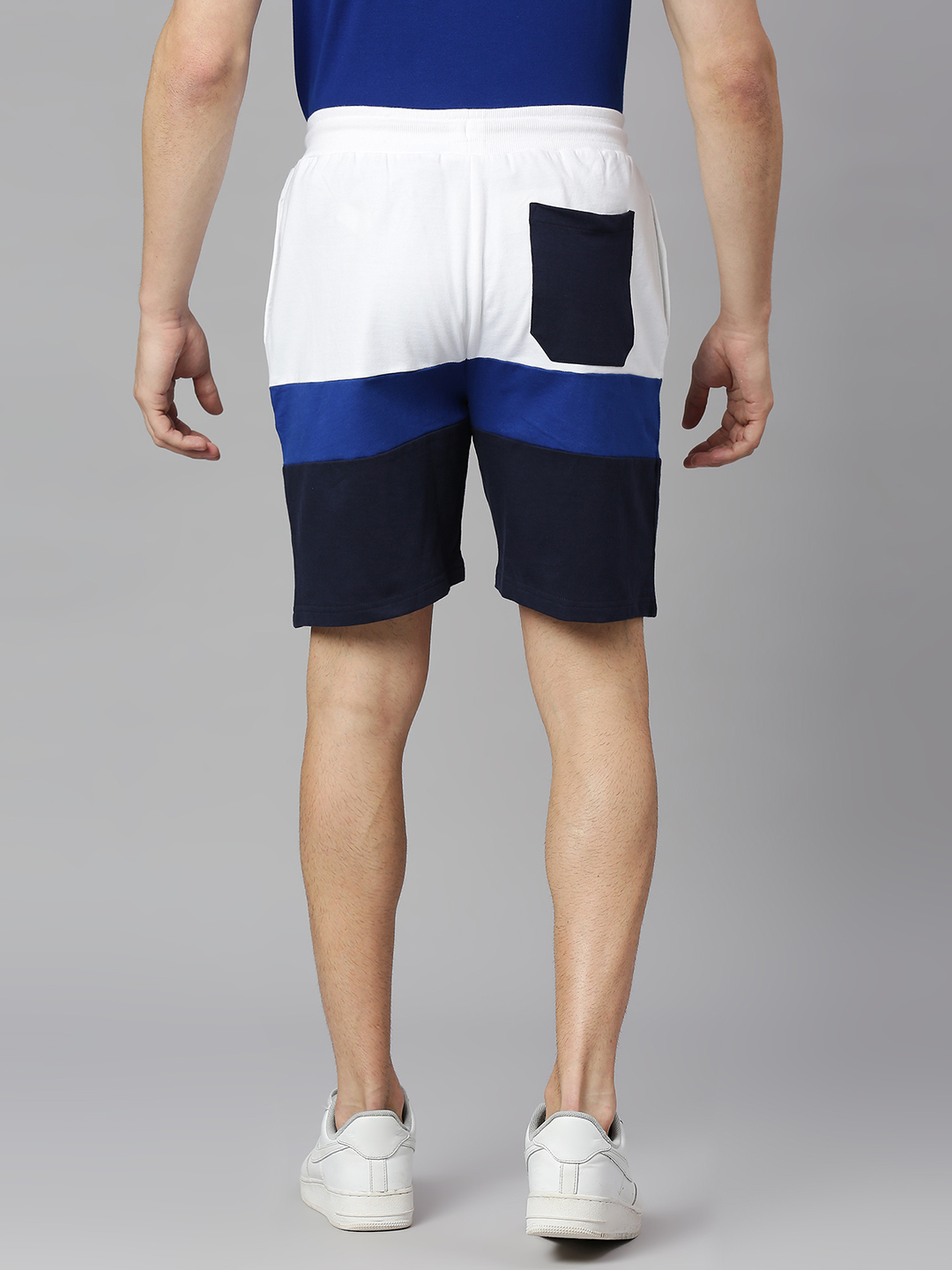 Mumbai Indians Men White, Blue and Black Colourblocked Mid-Rise Cotton Sports Shorts (3)