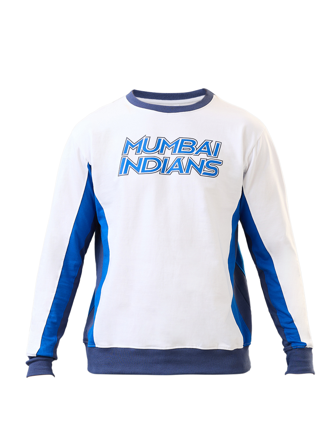 Mumbai Indians Men White Navy Blue Typography Pullover Round Neck Cotton Sweatshirt (9)