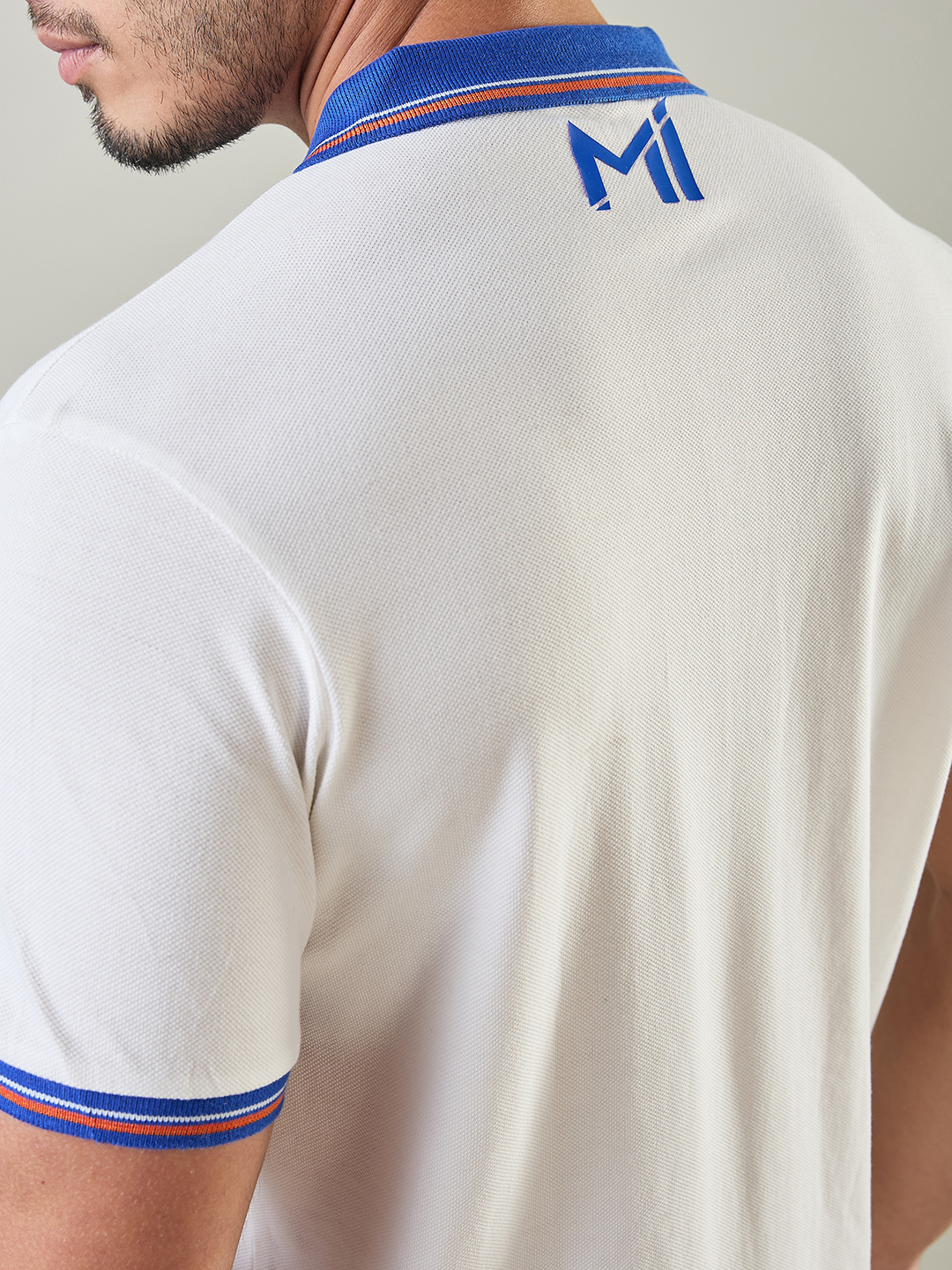 Mumbai Indians Men White Solid Half Sleeves Polo Collar Cotton T-Shirt (5)
