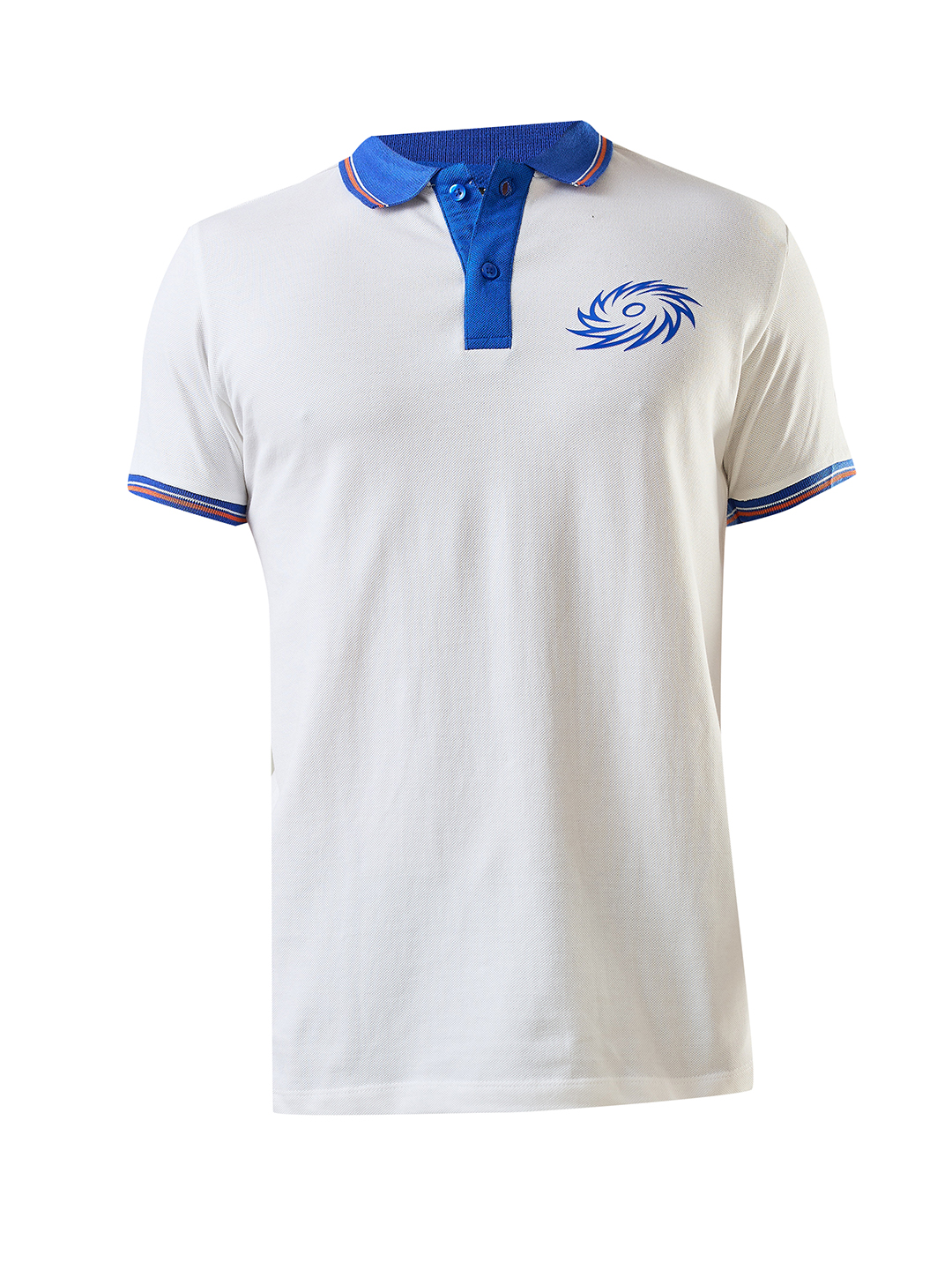 Mumbai Indians Men White Solid Half Sleeves Polo Collar Cotton T-Shirt (8)