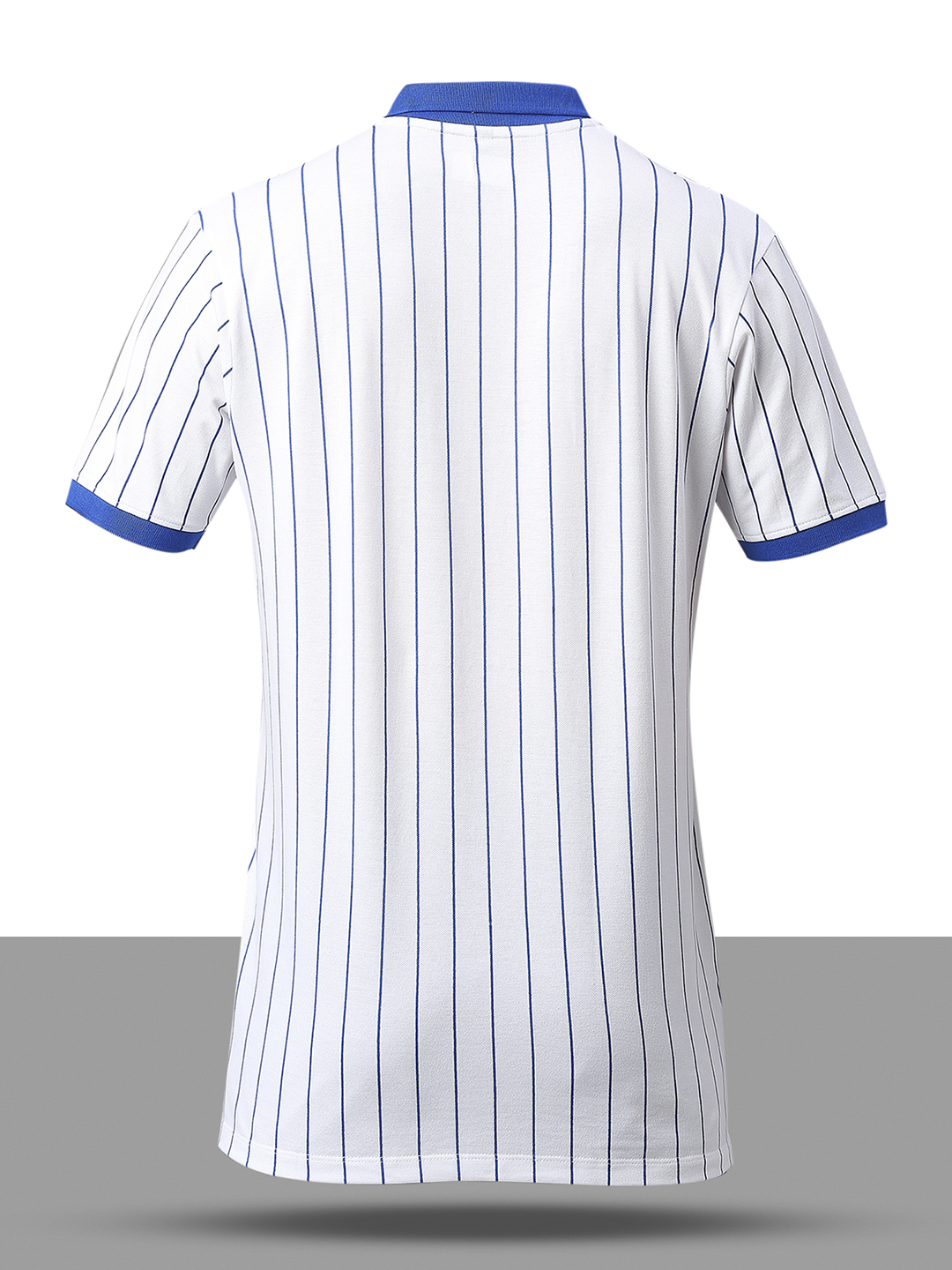 Mumbai Indians Men White Striped Half Sleeves Mandarin Collar Cotton Baseball T-Shirt (8)