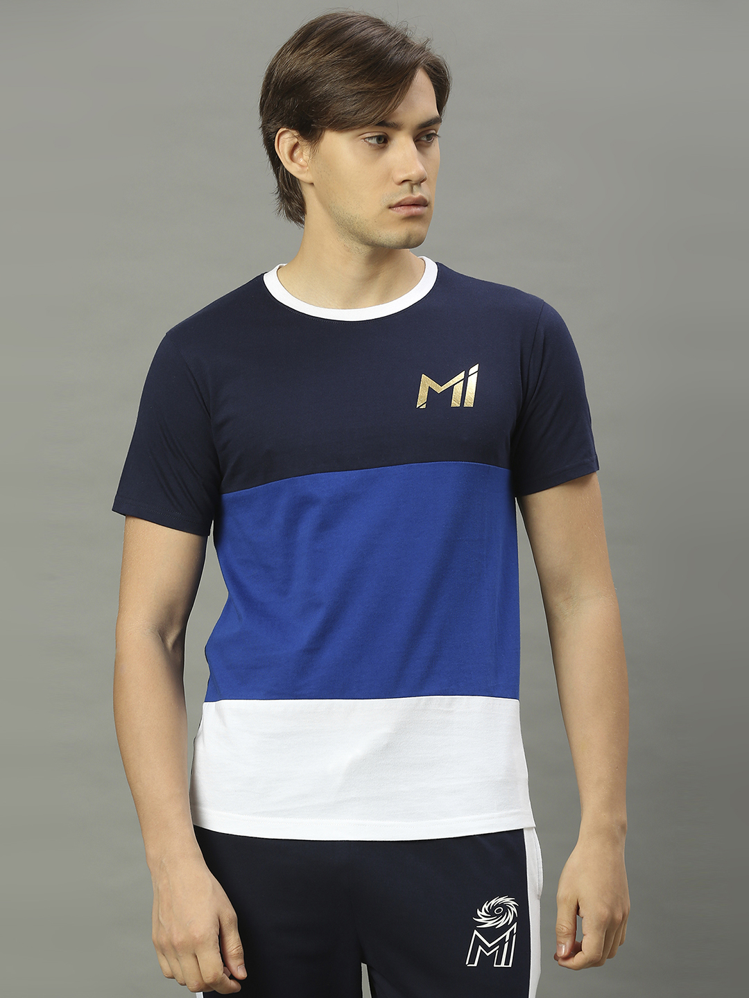 Mumbai Indians MI Men's Three Panel Regular Fit T-shirt (1)