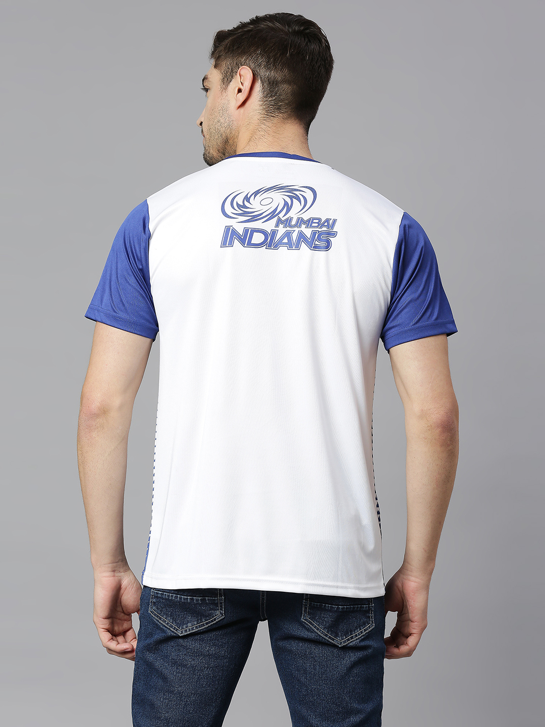 Mumbai Indians MI Official Men White and R.Blue Printed Round Neck T-Shirts (2)