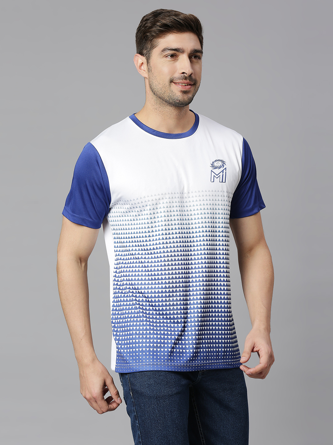 Mumbai Indians MI Official Men White and R.Blue Printed Round Neck T-Shirts (3)