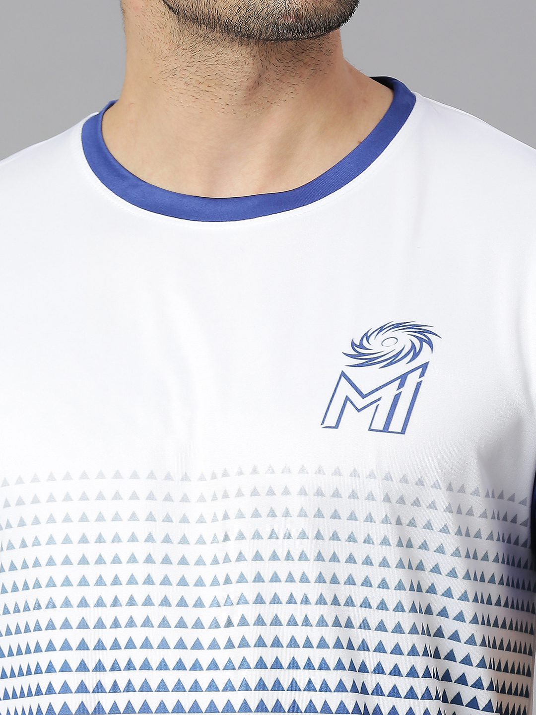 Mumbai Indians MI Official Men White and R.Blue Printed Round Neck T-Shirts (5)