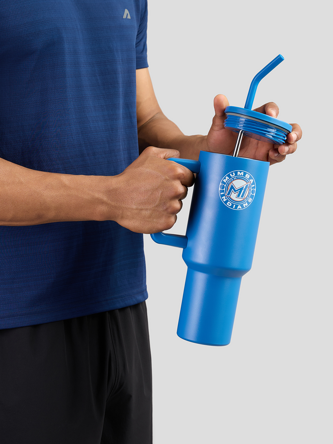 Mumbai Indians MI X Boldfit Tumbler with Lid & Straw Chugger (5)