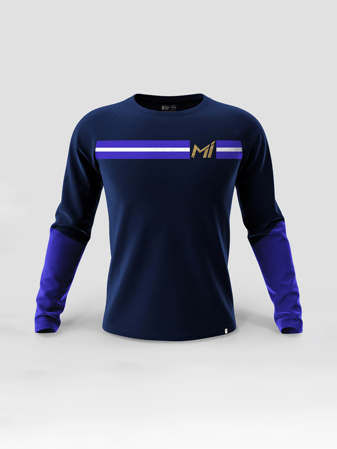 Mumbai Indians Mumbai Indians Blue Full Sleeve Striped Logo T-Shirt (1)