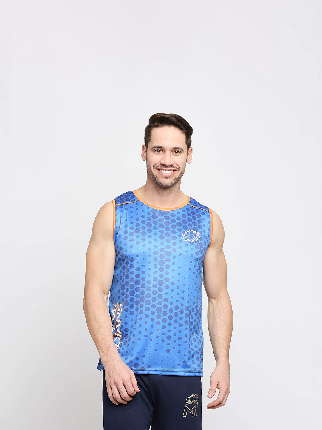 Mumbai Indians Mumbai Indians Men's Blue Vest Hoodie (1)
