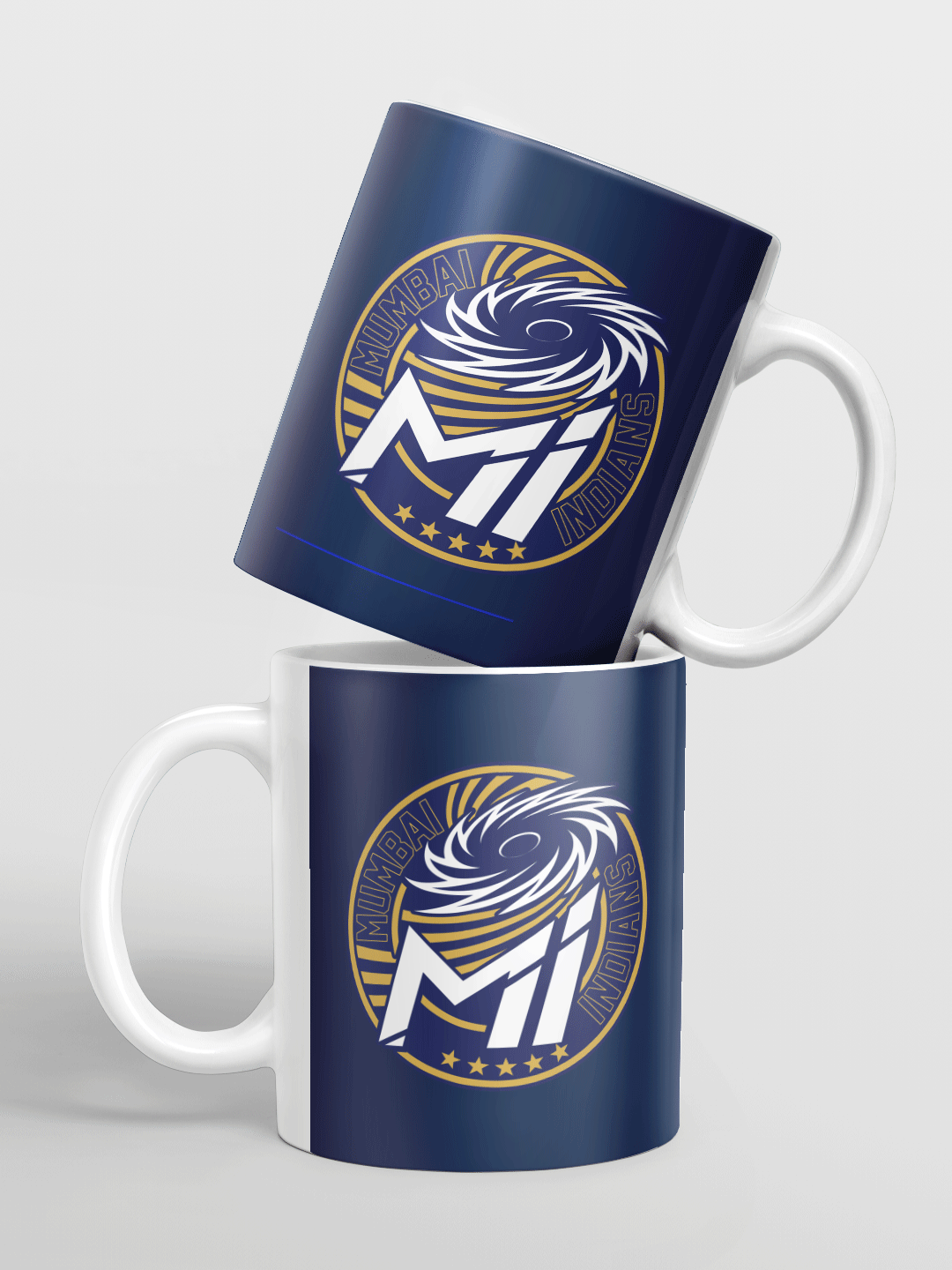 Mumbai Indians Navy Blue and Gold Logo Printed Ceramic Glossy Coffee Mug 325 ml - (Pack of 1) (1)