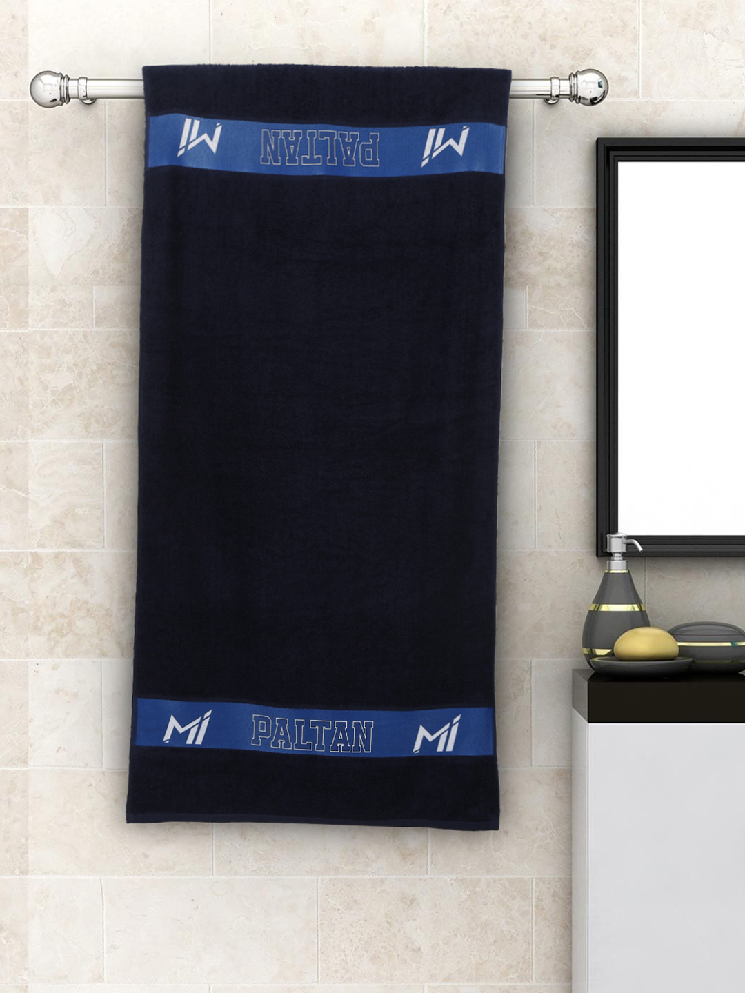 Bath Towel, Premium 100% Cotton Terry Towels, Extra Soft Feel, Super Absorbent, Full Size - 70 cm X 140 cm, 450 GSM (Nav
