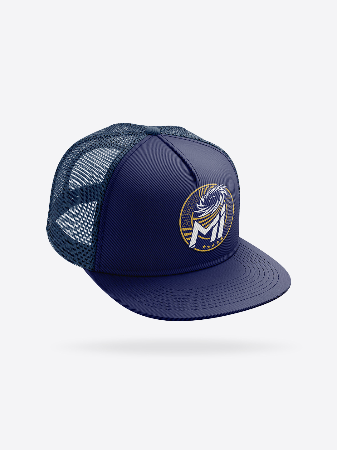 Mumbai Indians Navy Blue Printed White Embroidered Cotton Baseball Cap with Buckle Closure (1)