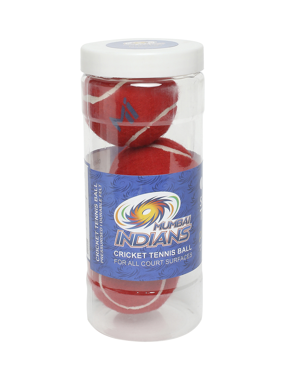 Mumbai Indians Pack of 3 - playR x MI - Super Turf Balls - Red (120 Gms) (1)