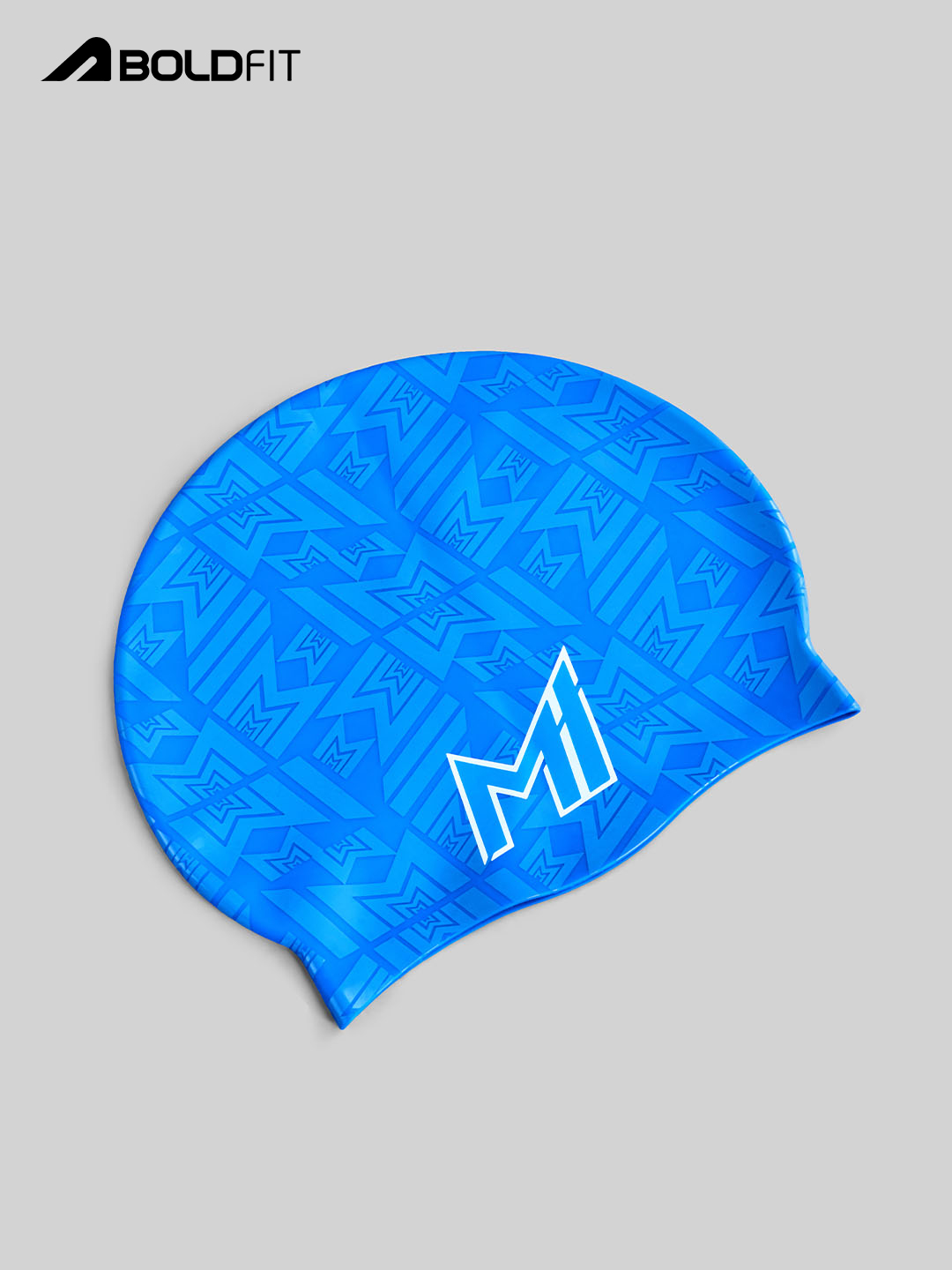 Mumbai Indians Silicone Swimming Cap Long Hair Swimming Head Cap  Easy Fit - Blue /Orange Strip by Boldfit (3)
