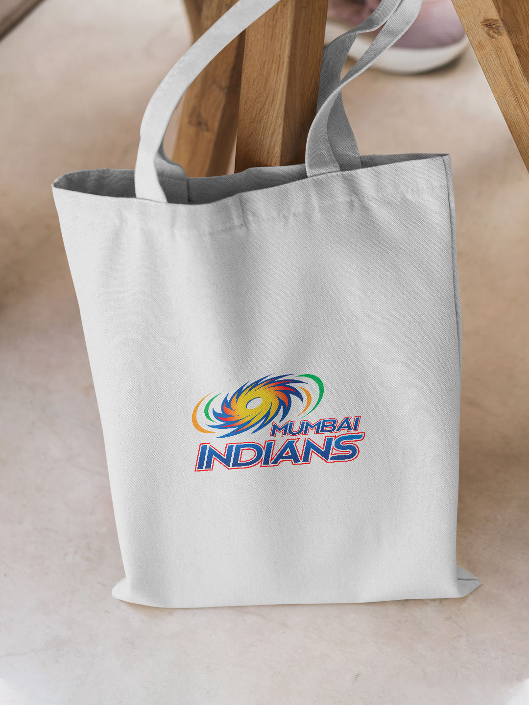 Mumbai Indians White and Blue Logo Printed Canvas Casual Tote Bag - (Pack of 1) (2)